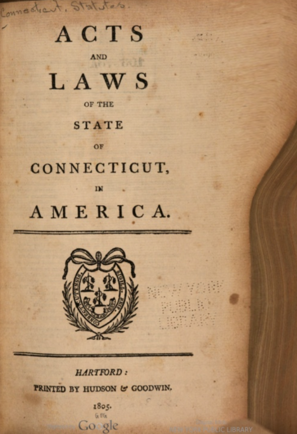 Acts & Laws of the State of Connecticut in America Venture Smith’s